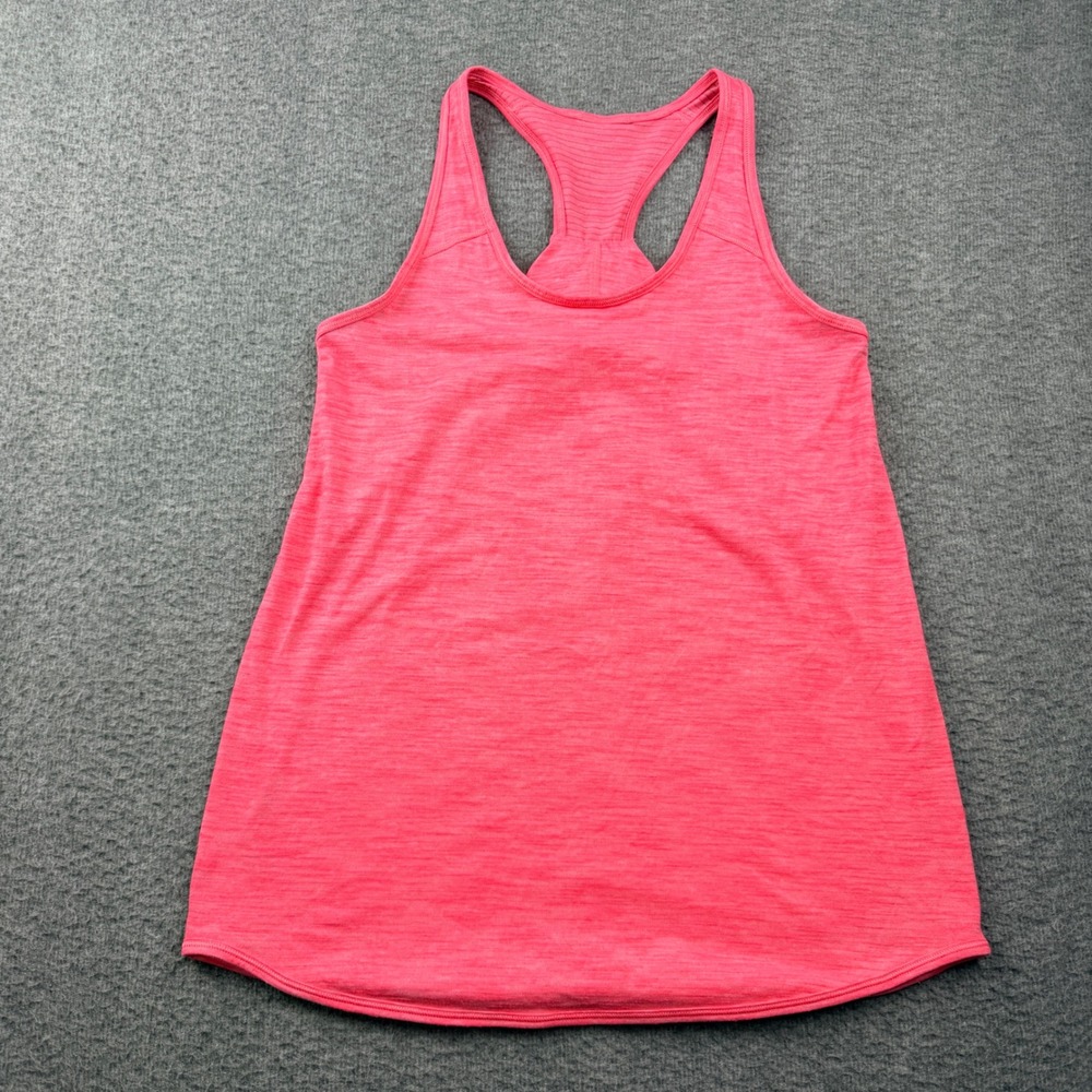 Lululemon Pink Heathered Racerback Tank Top Twisted Back Yoga Workout Size 4